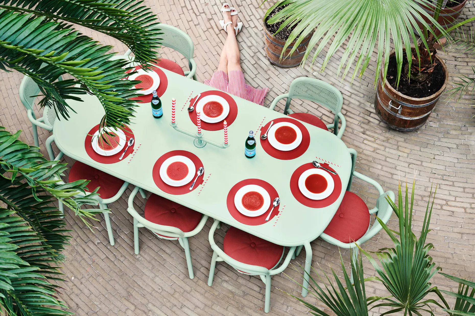 Toní Tablo Grande table de jardin, vert, 220x99x76 cm