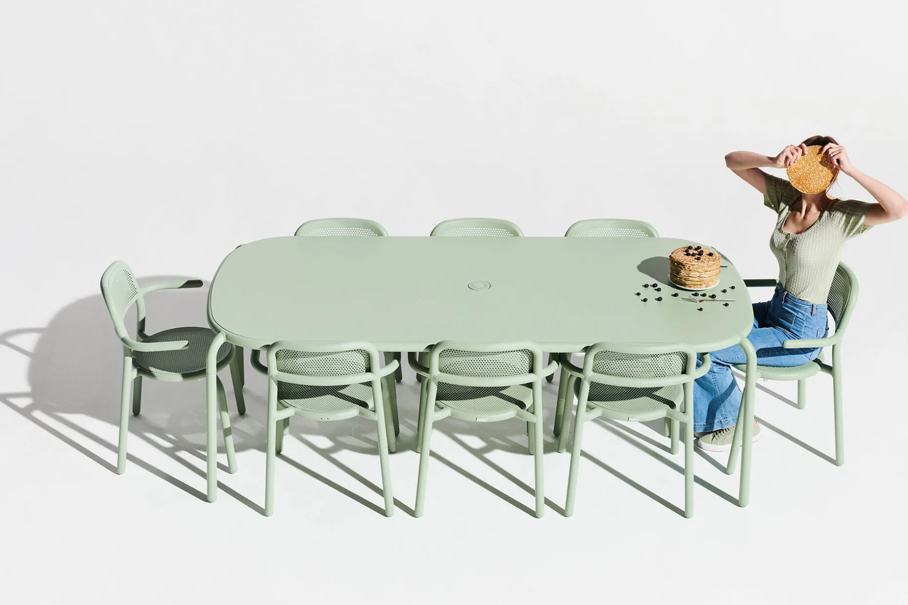 Toní Tablo Grande table de jardin, vert, 220x99x76 cm